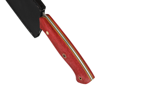 Detailaufnahme HAWK Knife Chefmesser N690 mit rotem Holzgriff