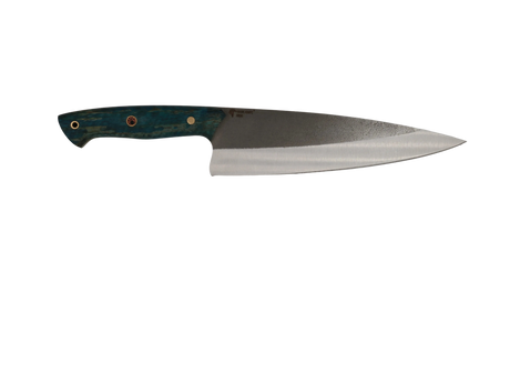 HAWK Knife Chefmesser N690 mit stabilisierten Holzgriffen in Blau Grün 