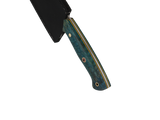 Detailaufnahme HAWK Knife Chefmesser N690 mit  Blau Grün Holzgriff 