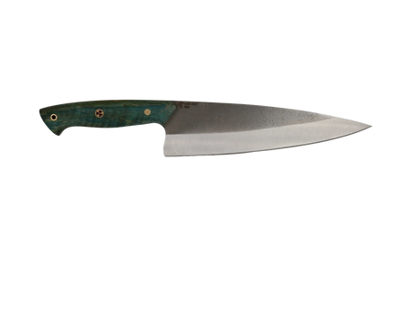 HAWK Knife Chefmesser N690 mit stabilisierten Holzgriffen in Blau Grün