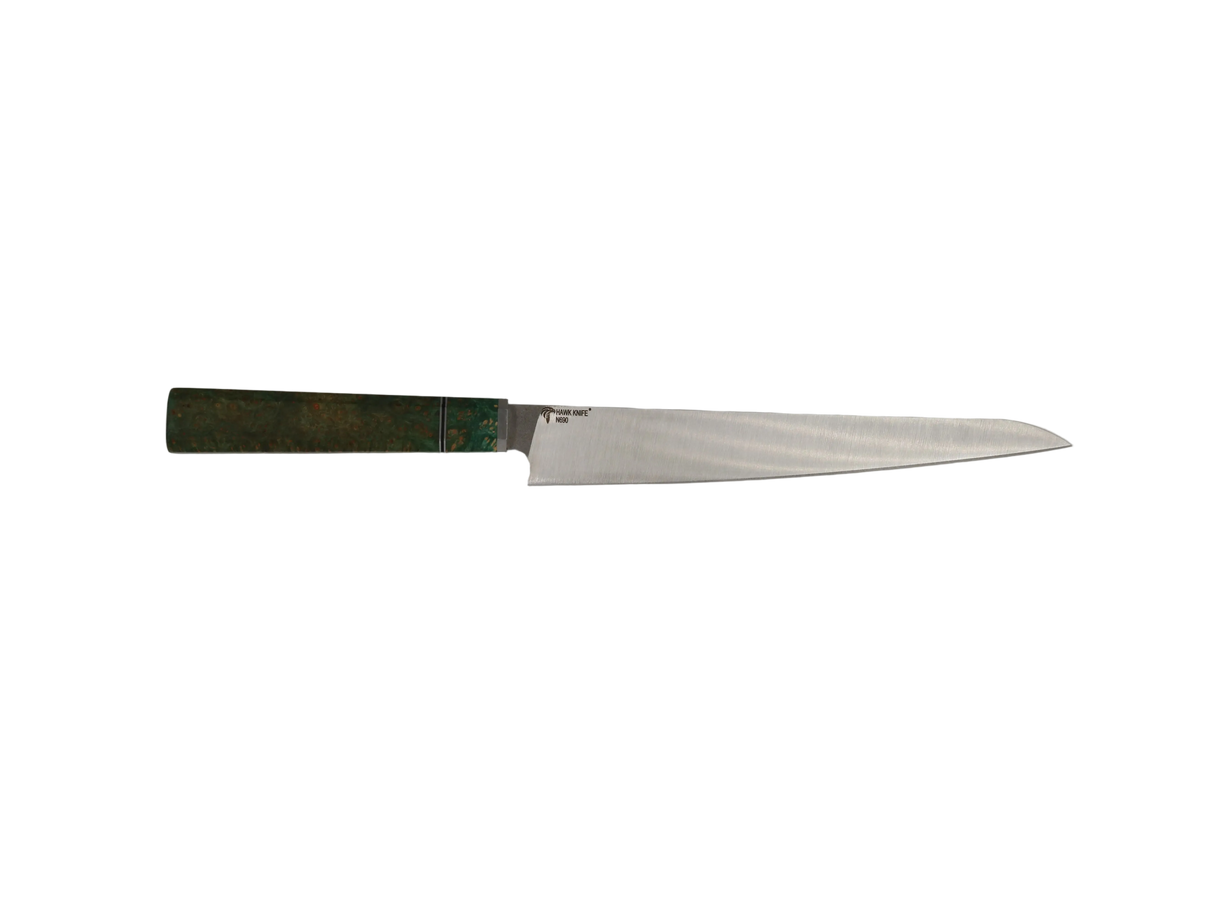 Sujihiki Küchenmesser N690 mit stabilisiertem Griff grün