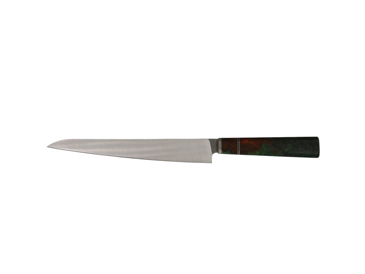 Sujihiki Küchenmesser N690 mit grünem Resin Griff 