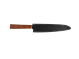 Sujihiki Küchenmesser N690 mit braunem Holzgriff mit schwarzen Lederscheide 