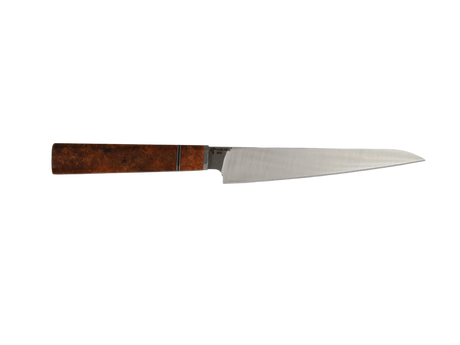 Handgefertigtes Sujihiki Messer mit Maserholz Griff rot braun