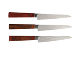 Handgefertigtes Sujihiki Messer mit Maserholz Griff rot braun