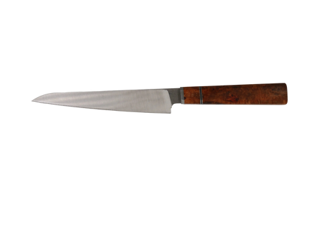 Handgefertigtes Sujihiki Messer mit Maserholz Griff rot braun