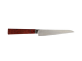 Handgefertigtes Sujihiki Messer mit Maserholz Griff rot braun