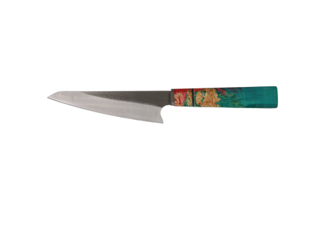 HAWK Knife Honesuki N690 mit türkis goldenem Holzgriff