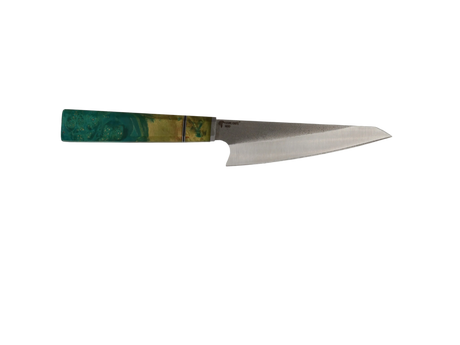 HAWK Knife Honesuki N690 mit türkis orangem stabilisiertem Holzgriff