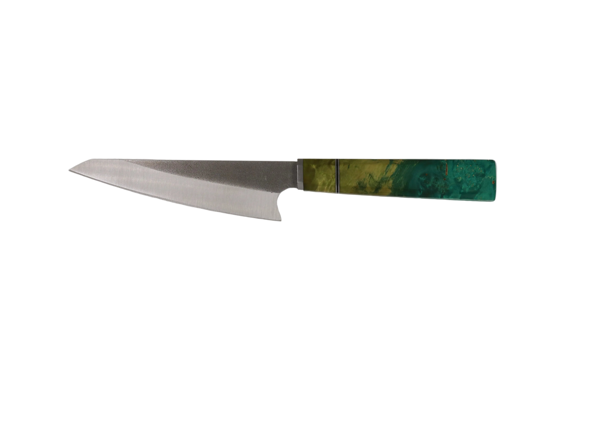 HAWK Knife Honesuki N690 mit türkis orangem stabilisiertem Holzgriff