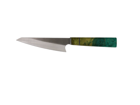 HAWK Knife Honesuki N690 mit türkis orangem stabilisiertem Holzgriff