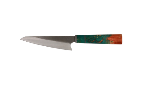 HAWK Knife Honesuki N690 mit türkis rotem stabilisiertem Holzgriff