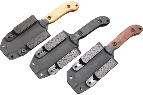 Messerfieber Woodpecker N690 mit schwarzer Kydex-Scheide und Griffvarianten