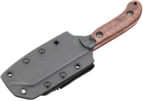 Messerfieber Woodpecker N690 mit schwarzer Klinge und Walnuss Griff  mit Kydex-Scheide