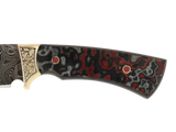 Detailaufnahme Messerfieber Arkan 130 Damast mit dekorativem Micarta-Griff