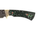 Detailaufnahme Messerfieber Arkan 130 Damast mit dekorativem Micarta-Griff