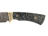 Detailaufnahme Messerfieber Arkan 130 Damast mit dekorativem Micarta-Griff