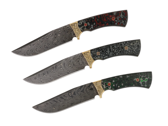 Messerfieber Arkan 130 Damastmesser mit drei Micarta-Griffvarianten