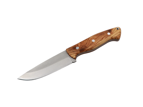 Waldstachel Bushcraft Messer mit Olivenholzgriff – scharfe Edelstahlklinge