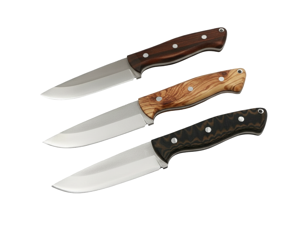 Waldstachel Outdoor Messer mit Walnussgriff Olivengriff und T10 Griff– Full-Tang 1.4116 Edelstahl