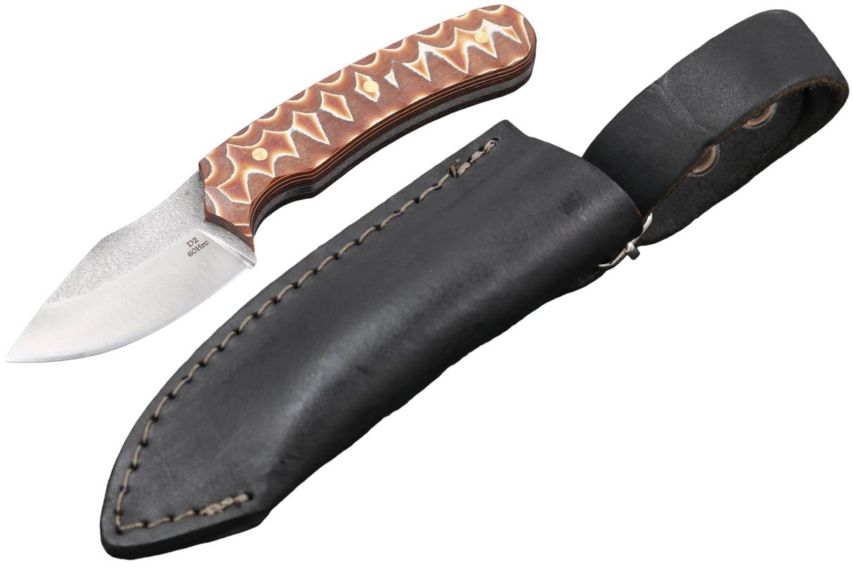 Messerfieber Ask Brown Pattern mit schwarzer Lederscheide