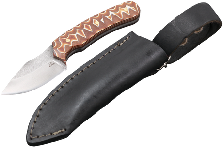 Messerfieber Ask Brown Pattern mit schwarzer Lederscheide