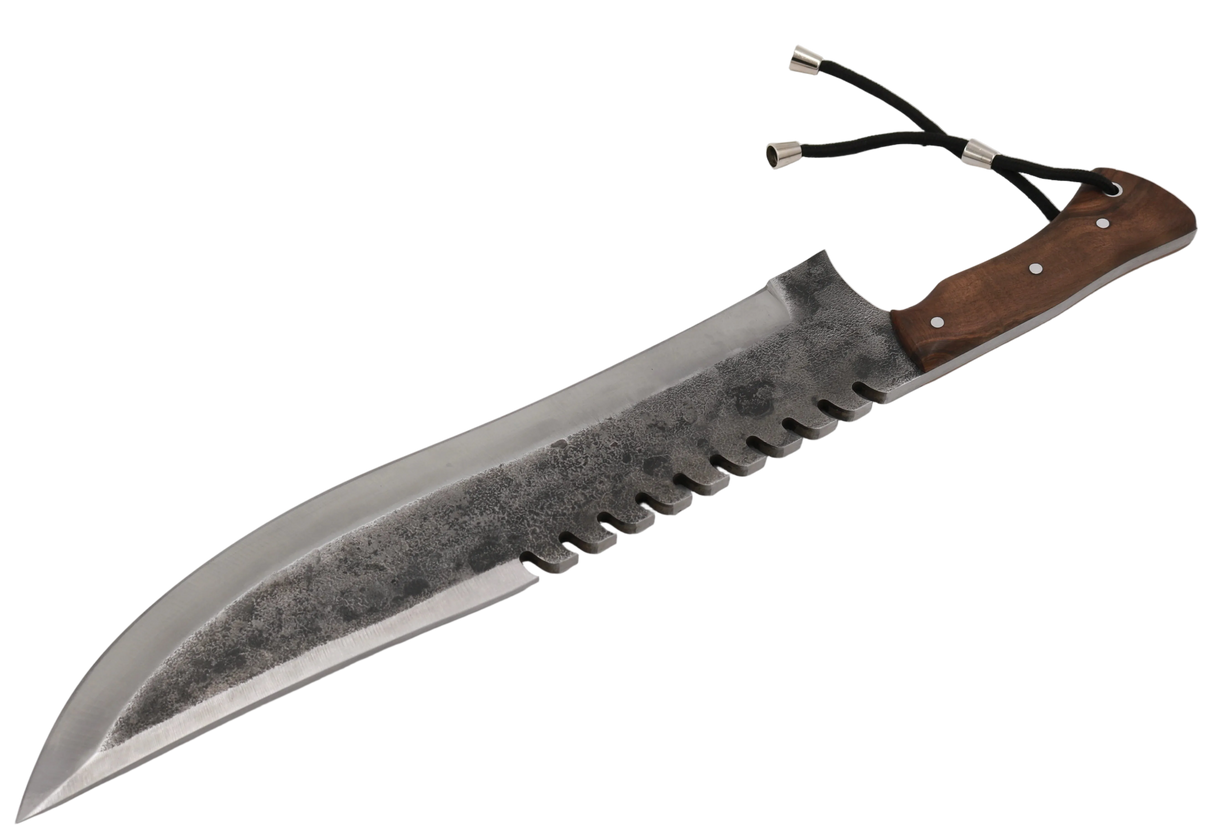 Detailaufnahme der 290 mm langen Klinge aus Karbonstahl mit 5,6 mm Stärke des Messerfieber Big Bowie.