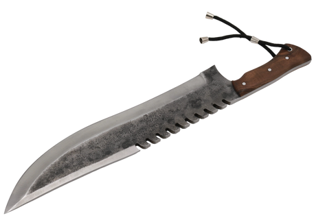 Detailaufnahme der 290 mm langen Klinge aus Karbonstahl mit 5,6 mm Stärke des Messerfieber Big Bowie.