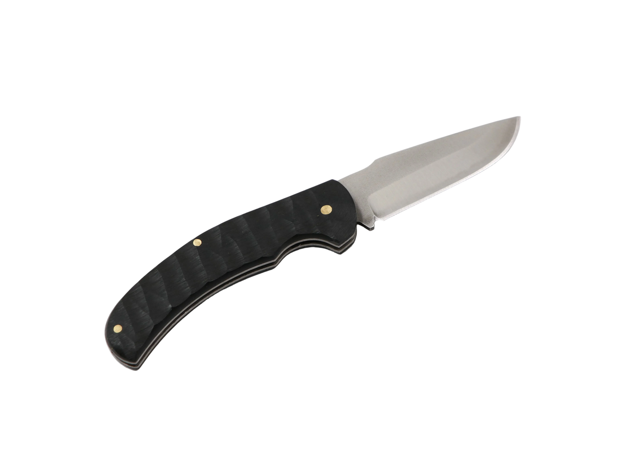 Schwarzer Schatten EDC Klappmesser von Messerfieber – schlanke Drop-Point Klinge, schwarzer Griff, Produktfoto