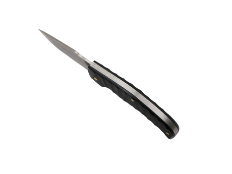 Messerfieber Schwarzer Schatten Taschenmesser – Klappmesser geöffnet, Profilansicht mit schwarzem Griff und Metalllinern