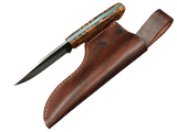 Messerfieber Ravn Micarta 2 mit Lederscheide, Ansicht von oben