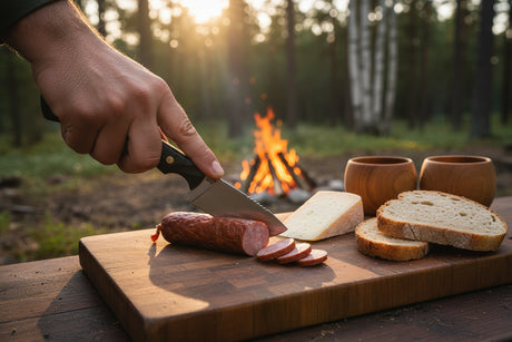Messerfieber Schattenzwerg – 42a-konformes N690 EDC-Messer mit schwarzem T10-Griff und rot-gelben Linern