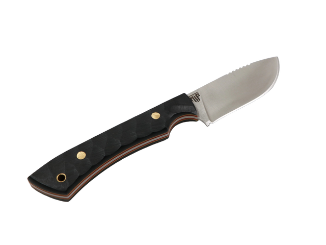 Seitenansicht des Messerfieber Schattenzwerg mit 75 mm N690-Klinge und Full-Tang-Konstruktion