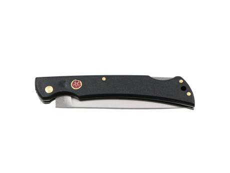 Messerfieber Slipstream – geschlossen, Griffdetail mit Mosaik-Pin rot