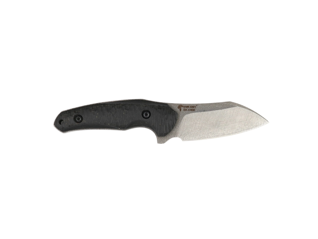 HawkKnife T09 N690 Schwarz mit geriffeltem schwarzem Kompaktlaminat-Griff