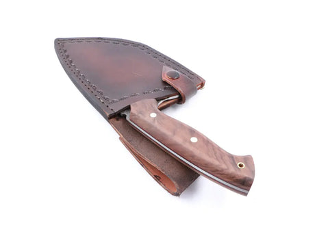 Lederholster des MF Megalodon – geschlossen, von außen Walnuss