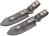 Rückseite der schwarzen Lederscheiden für Messerfieber Ask Olive und Brown Pattern