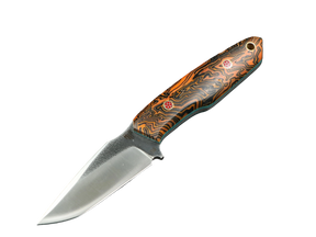 Messerfieber Eldur Micarta 1 mit D2-Klinge, orange-schwarz gemustertem Griff und türkisfarbenem G10-Liner