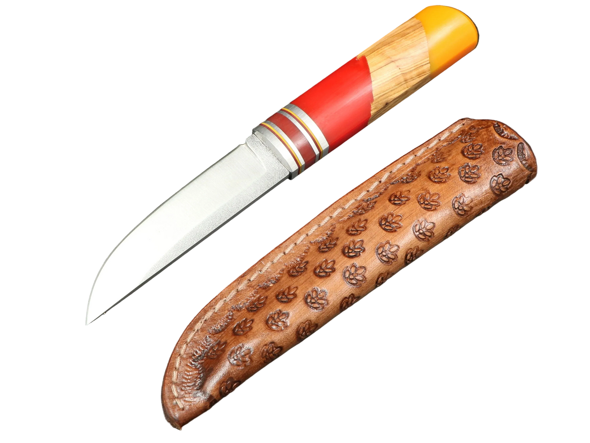 Messerfieber Kajo – Griff 1, Messer mit Lederscheide