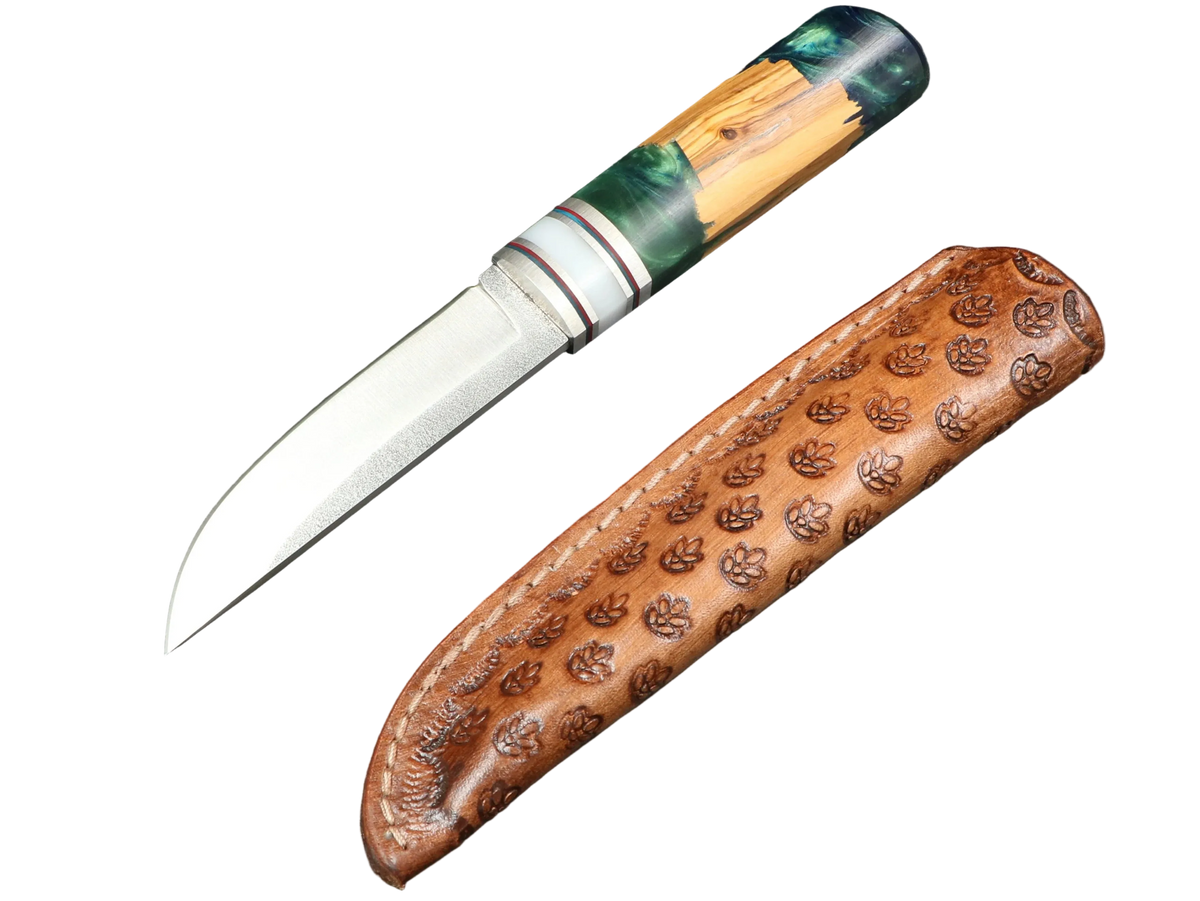 Messerfieber Kajo – Griff 2, Messer mit Lederscheide
