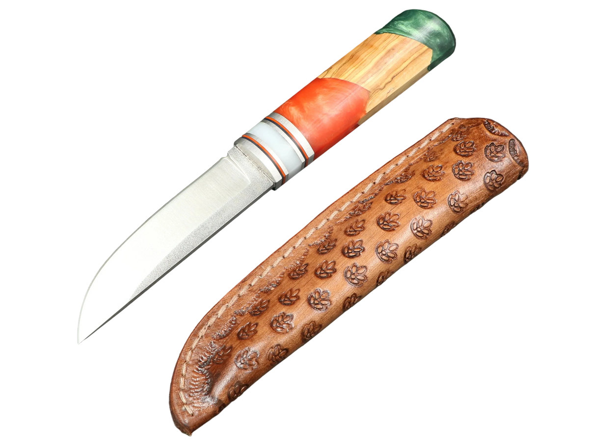Messerfieber Kajo – Griff 13, Messer mit Lederscheide