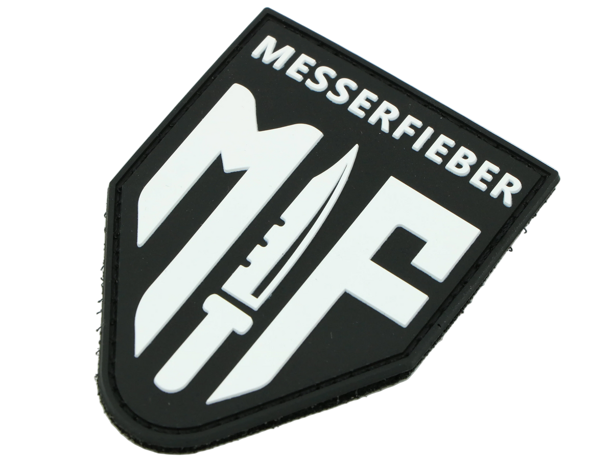 Messerfieber Logo-Patch aus Gummi/Kunststoff in Schwarz und Weiß