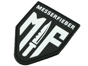 Messerfieber Logo-Patch aus Gummi/Kunststoff in Schwarz und Weiß
