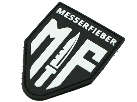 Messerfieber Logo-Patch aus Gummi/Kunststoff in Schwarz und Weiß