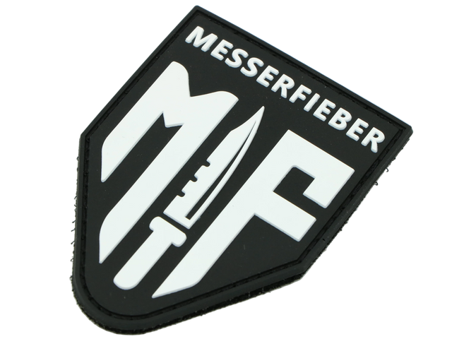 Messerfieber Logo-Patch aus Gummi/Kunststoff in Schwarz und Weiß