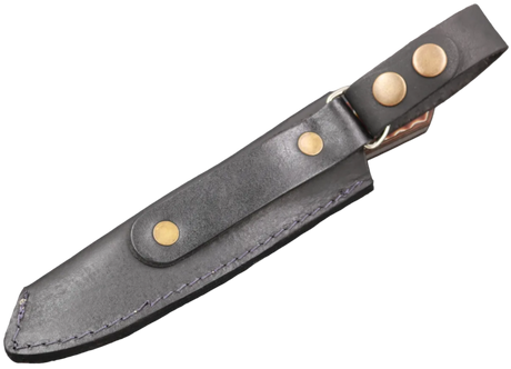 Rückseite der schwarzen Lederscheide für Messerfieber Lund Brown Pattern