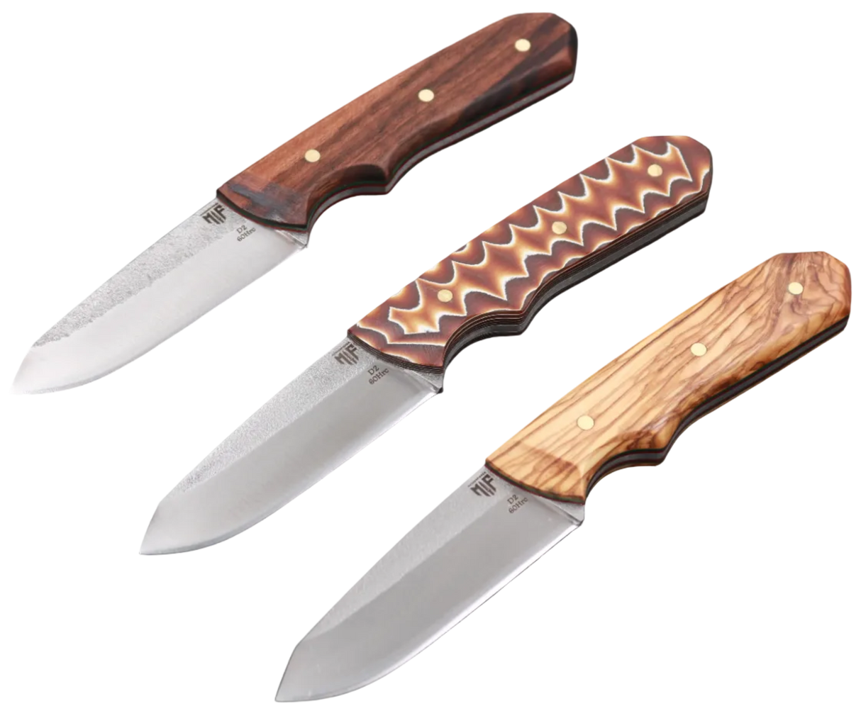 Messerfieber Lund mit D2-Klinge in Walnussholz, Brown Pattern und Olivenholz