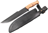 Messerfieber Skogr Olivenholz mit schwarzer Lederscheide