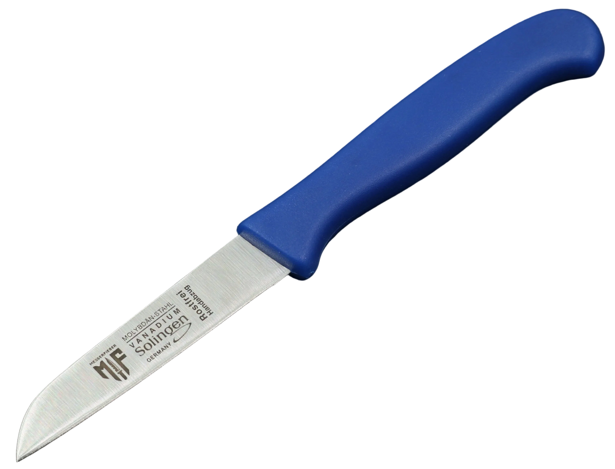 Messerfieber Solinger Zöppken mit blauem Kunststoffgriff und Handabzug