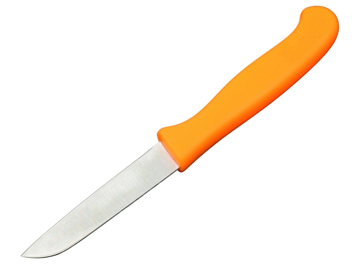 Messerfieber Solinger Zöppken mit orangem Kunststoffgriff in Seitenansicht